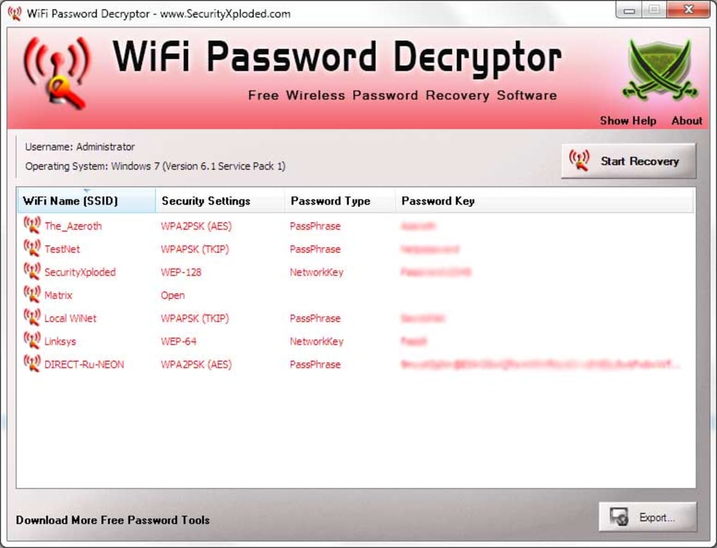 دانلود نرم افزار WiFi Password Decryptor یافتن پسورد وای فای