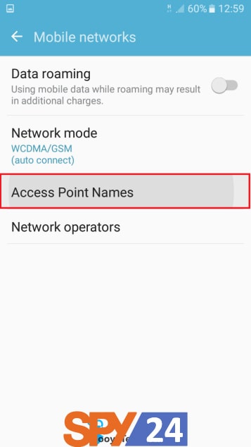 نام نقاط دسترسی” یا Access Point Names